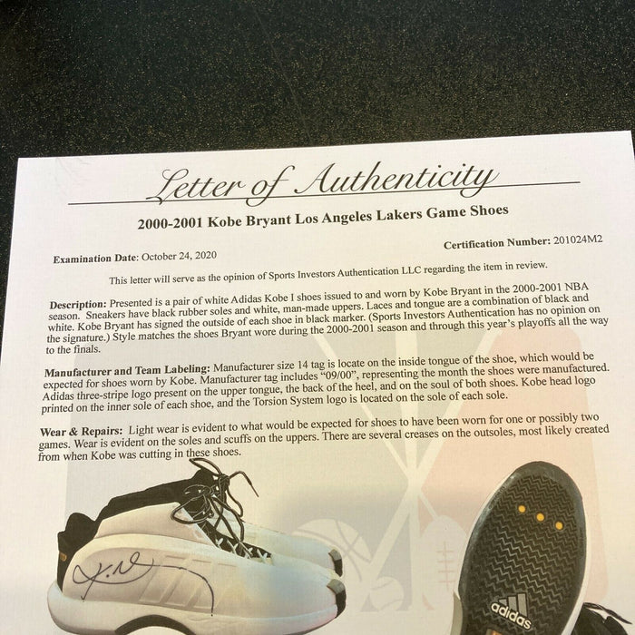 Kobe Bryant Signed 2000 Game Used Sneakers Shoes PSA DNA & Sports Investors COA