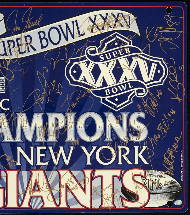 2000 New York Giants Champs Team Signed Super Bowl XXXV Display Sign Beckett COA