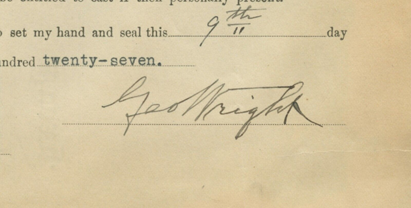 George Wright Signed 1927 A.J. Reach Baseball Contract RARE Hall Of Fame JSA COA