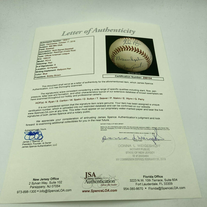Nolan Ryan Tom Seaver 300 Win Club Signed Baseball With JSA COA