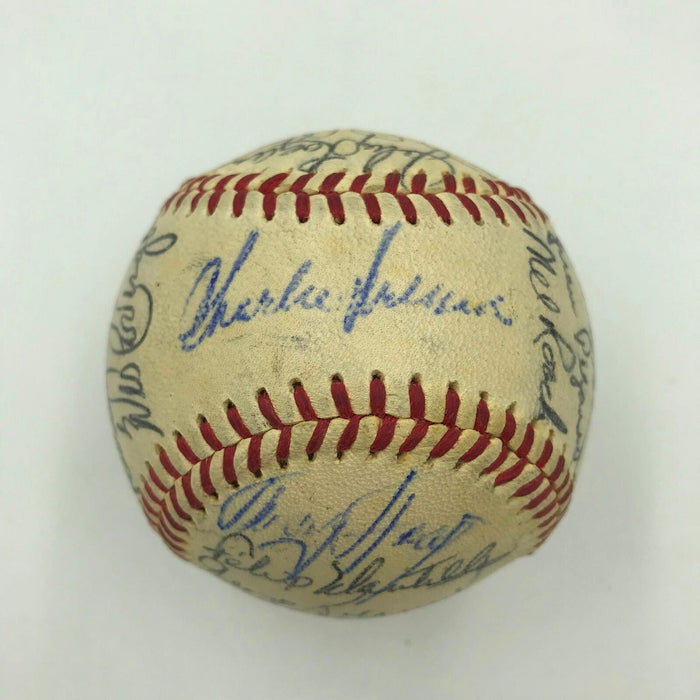 Nice 1960 Milwaukee Braves Team Signed NL Baseball Hank Aaron Eddie Mathews JSA