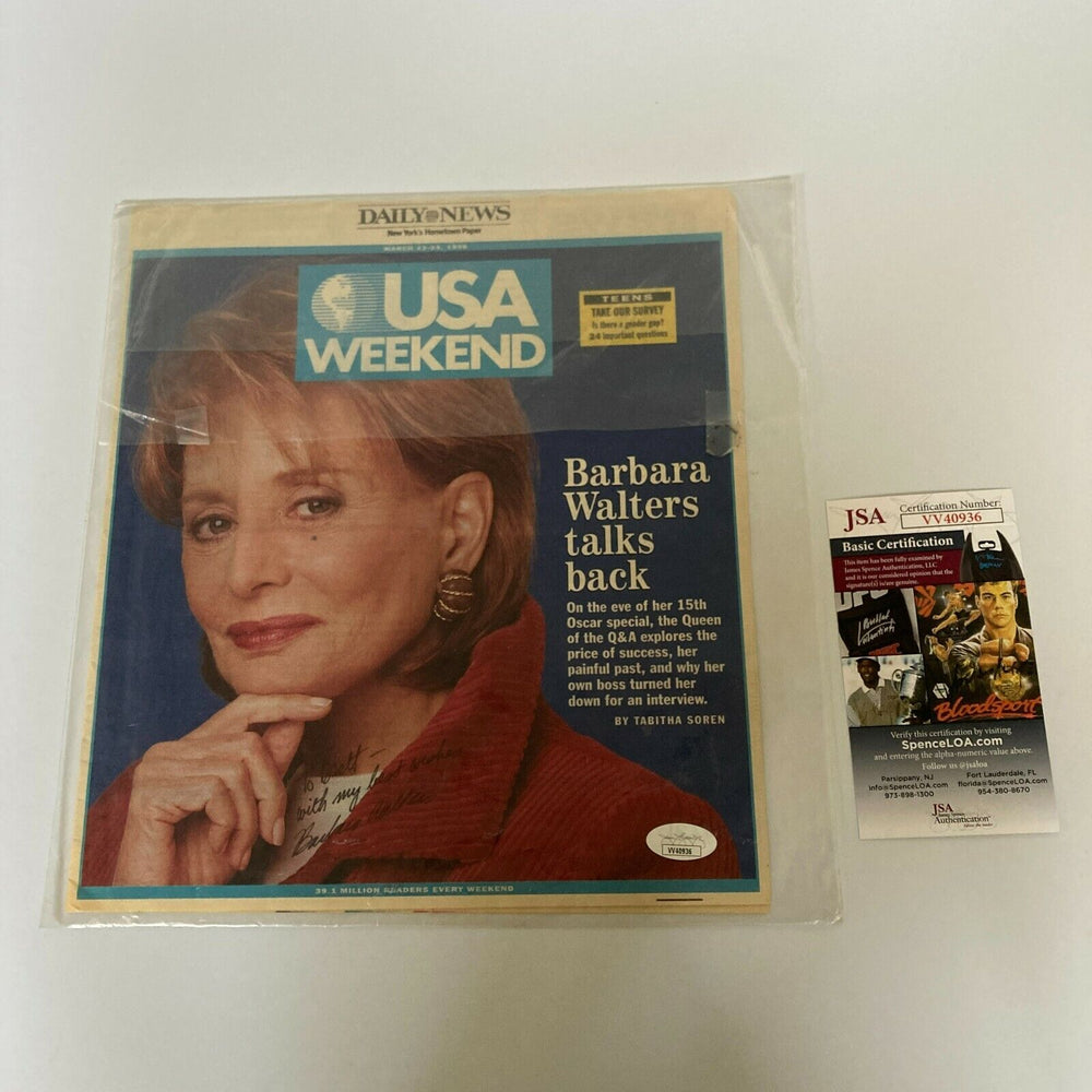 Barbara Walters Signed Autographed Newspaper With JSA COA