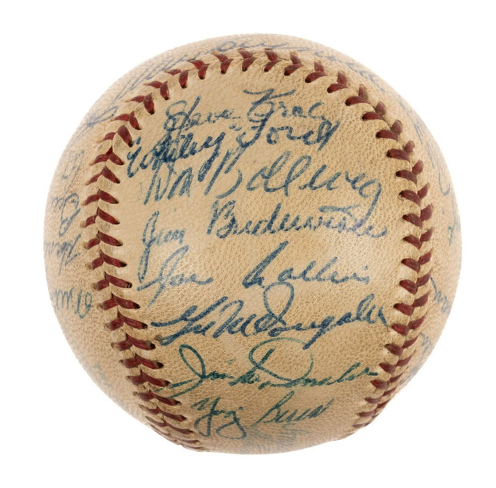1953 New York Yankees World Series Champs Team Signed Baseball Mickey Mantle BAS