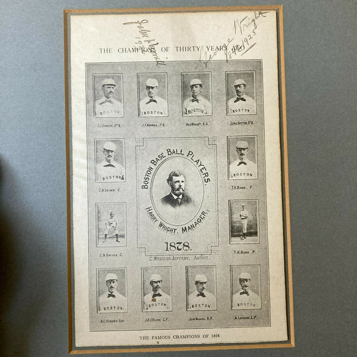 George Wright Signed 1878 Boston Red Stockings (Red Sox) Original Photo JSA COA