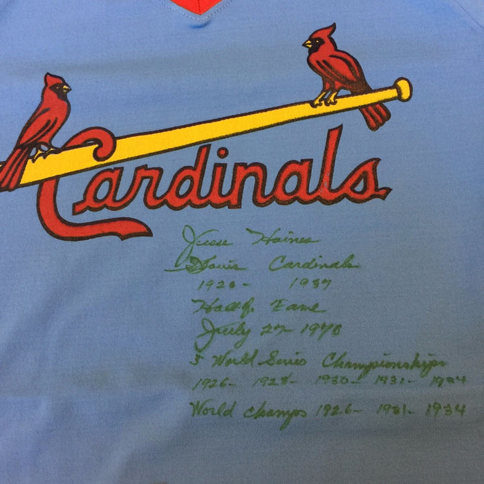 Jesse Haines Signed Heavily Inscribed St. Louis Cardinals Stat Jersey PSA DNA