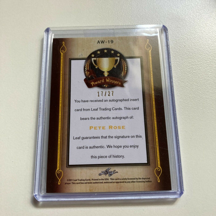 2011 Leaf Pete Rose #17/27 Auto Signed Autographed Baseball Card