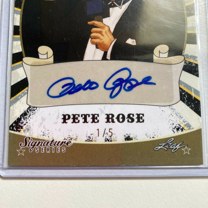 2016 Leaf Wrestling Pete Rose #1/5 Auto Signed Baseball Card