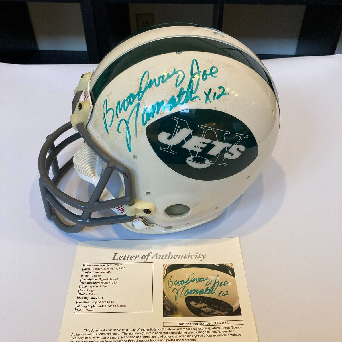 Joe Namath New York Jets Autographed Riddell Throwback Full-Size