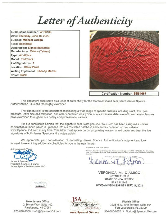 1984 Michael Jordan Rookie Signed Wilson Air Attack NBA Basketball With JSA COA