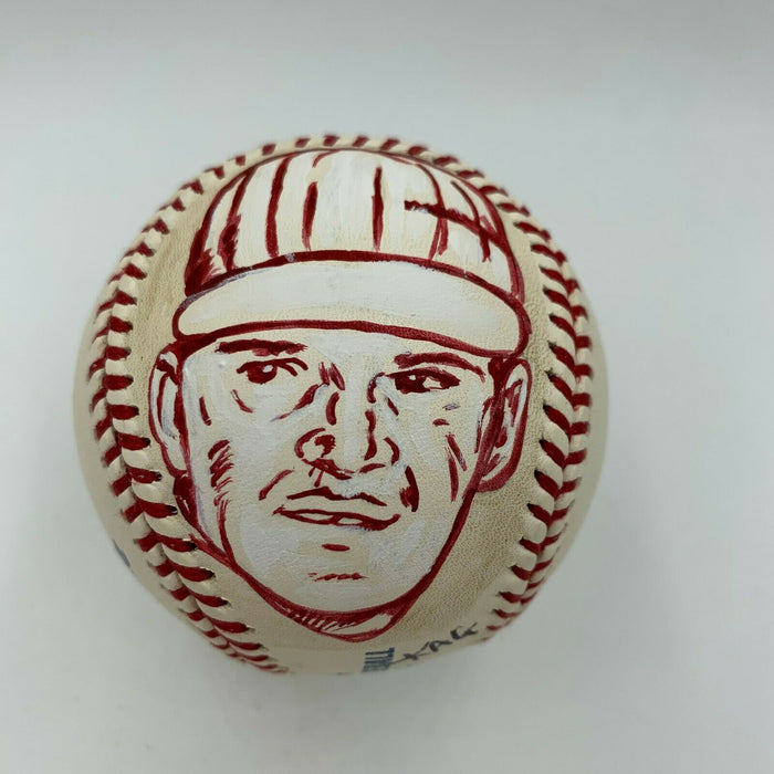 Pete Rose 1963 Rookie Of The Year Signed Hand Painted Art Baseball With JSA COA