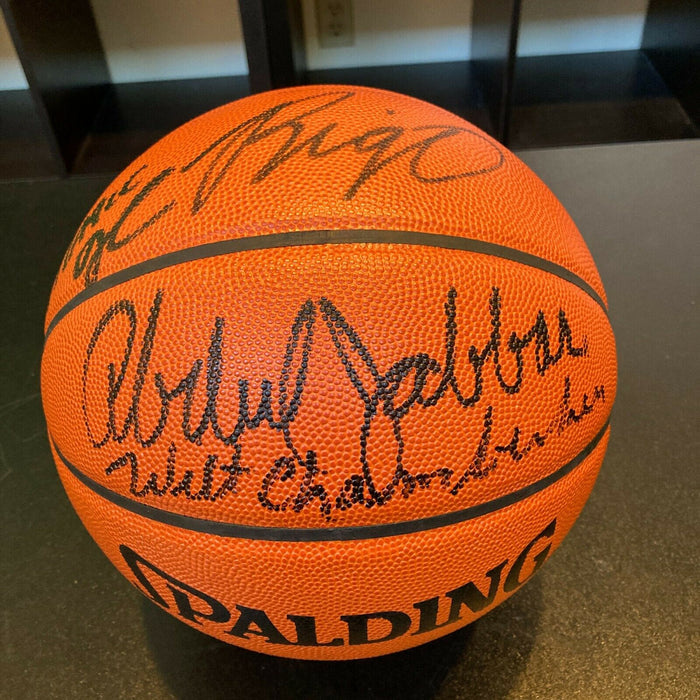 Wilt Chamberlain Kareem Abdul Jabbar Dr. J Magic Johnson Signed Basketball JSA