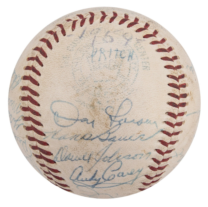 1958 New York Yankees World Series Champs Team Signed Baseball JSA COA