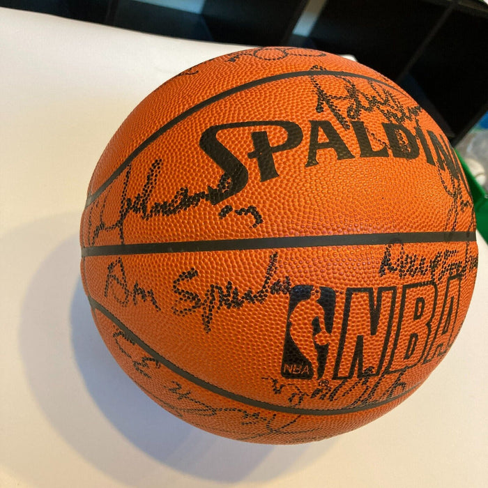 1990-91 Utah Jazz Team Signed NBA Game Basketball Karl Malone Stockton JSA COA