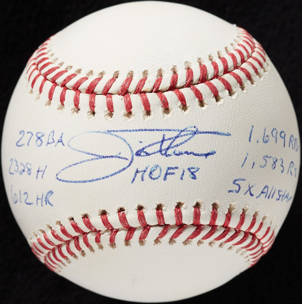 Jim Thome Signed Heavily Inscribed Stat Baseball MLB Authentic Fanatics
