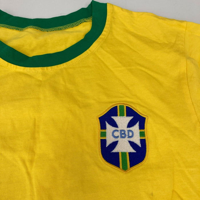 Pele Signed Autographed Brazil Soccer Jersey Beckett Sticker #BC44389
