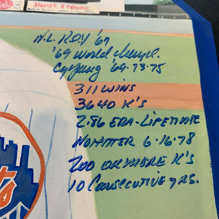 Beautiful Tom Seaver Signed Heavily Inscribed Hand Painted Home Plate JSA COA