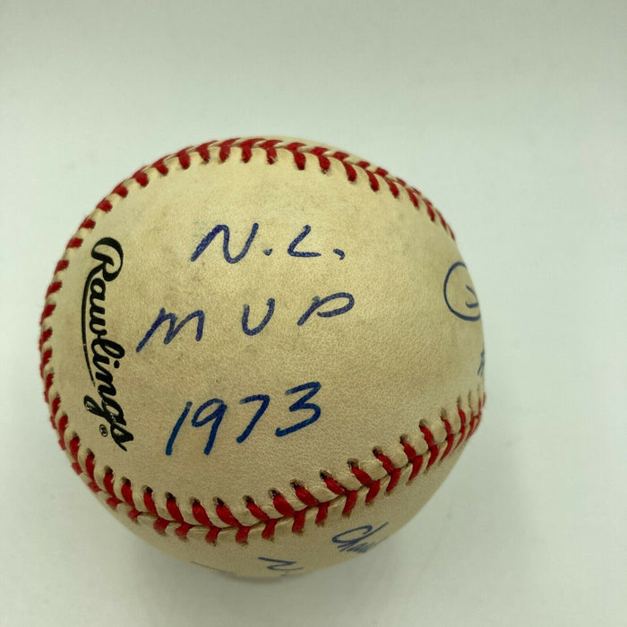 Pete Rose Signed Heavily Inscribed STAT National League Baseball JSA COA