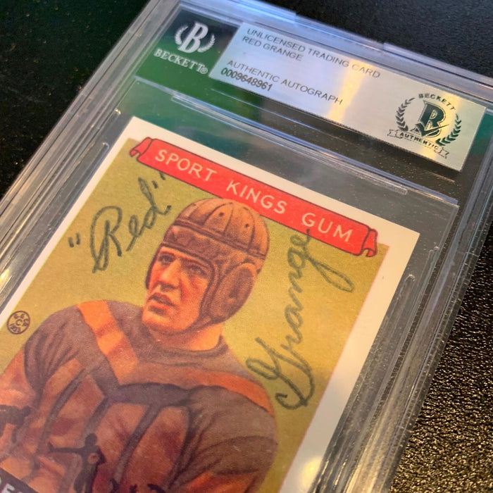 Red Grange Signed 1933 Goudey Sport Kings Rookie RC RP Card Beckett BGS COA RARE