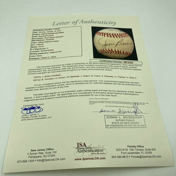 Jim Brown Hall Of Famers & Legends Signed Baseball With JSA COA NFL