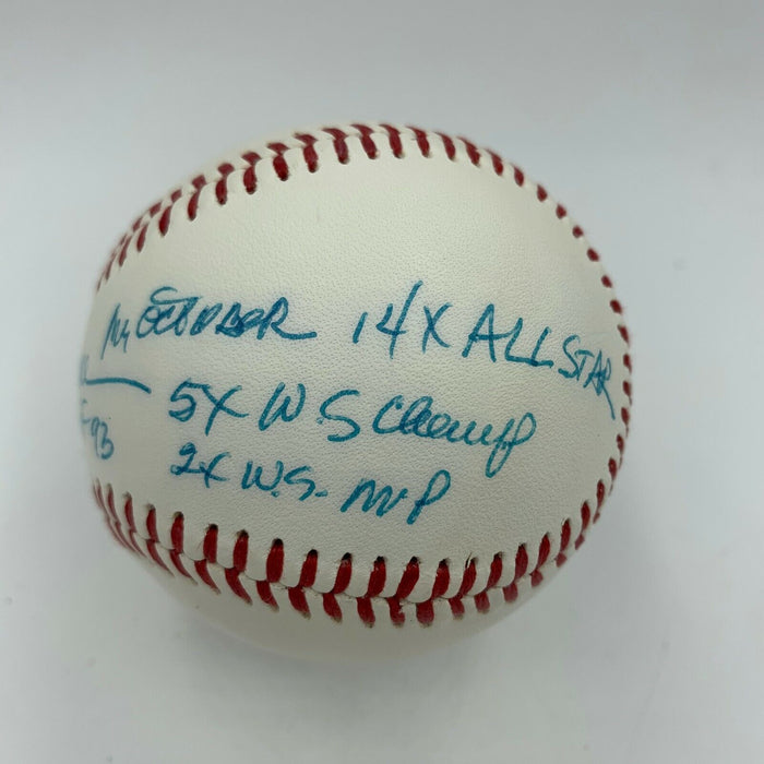 Reggie Jackson Hall Of Fame Signed Heavily Inscribed Baseball With JSA COA