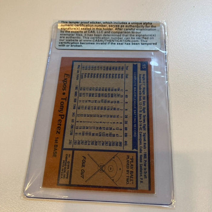 1978 Topps Tony Perez Signed Baseball Card CAS Certified Auto