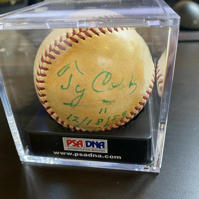 Beautiful Ty Cobb Single Signed 1959 Official American League Baseball PSA DNA