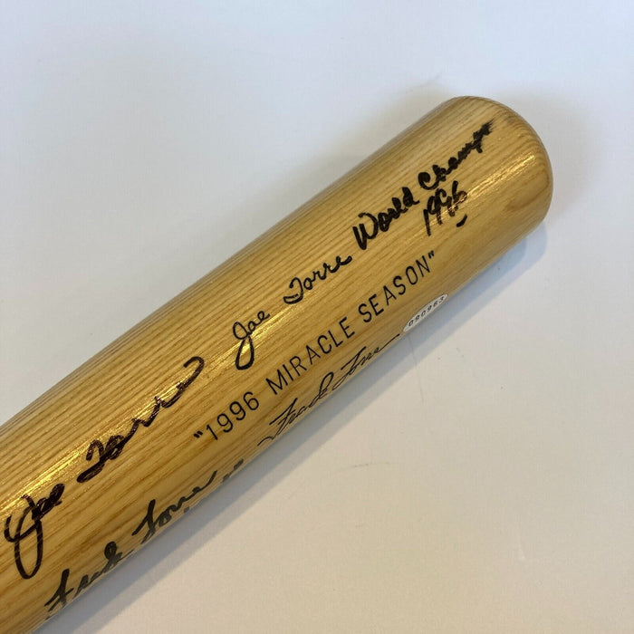 Joe Torre & Frank Torre Signed 1996 Yankees World Series Bat Steiner COA