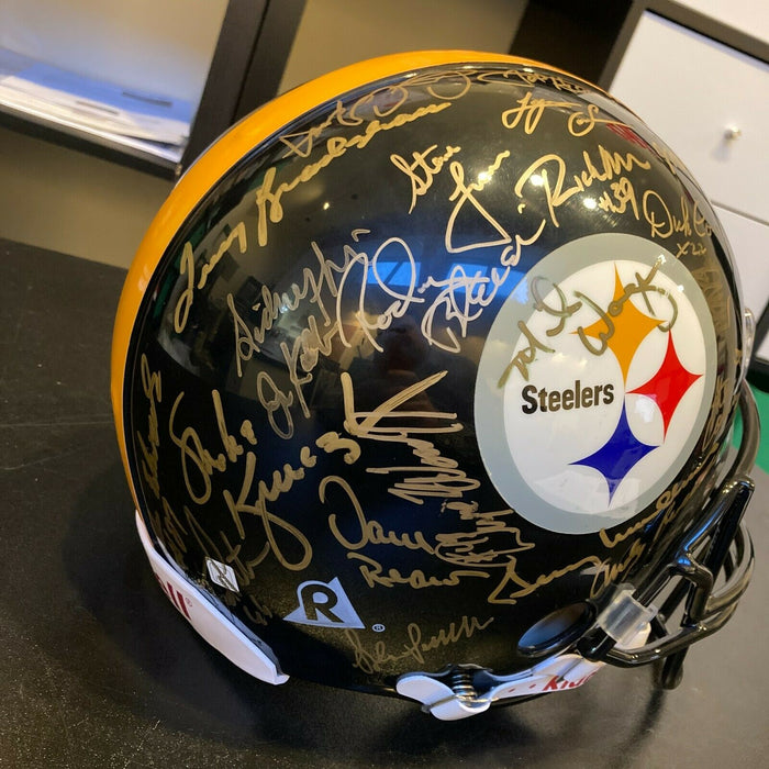 1970's Pittsburgh Steelers Super Bowl Champs Team Signed Game Helmet B —  Showpieces Sports