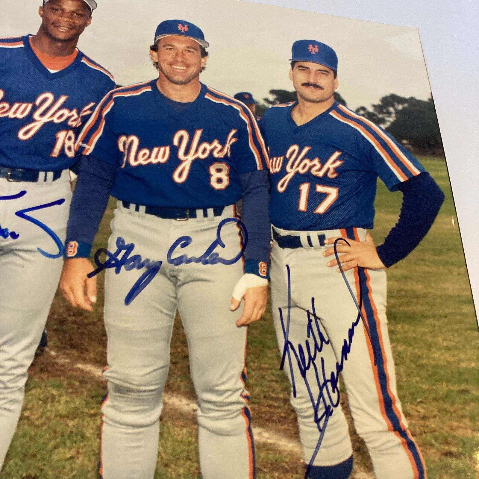 Gary Carter Keith Hernandez Darryl Strawberry 1986 Mets Signed Photo JSA COA