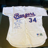 Beautiful Nolan Ryan Signed Heavily Inscribed Texas Rangers Stat Jersey JSA COA