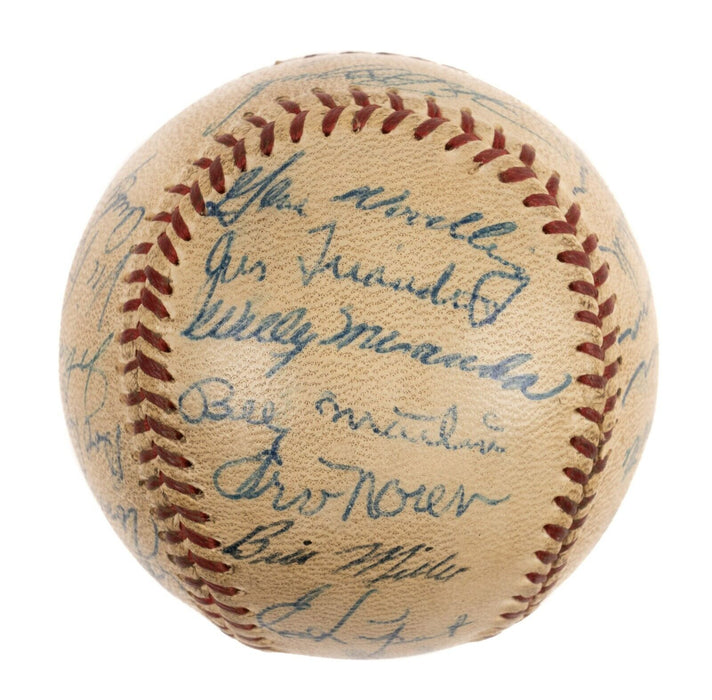 1953 New York Yankees World Series Champs Team Signed Baseball Mickey Mantle BAS