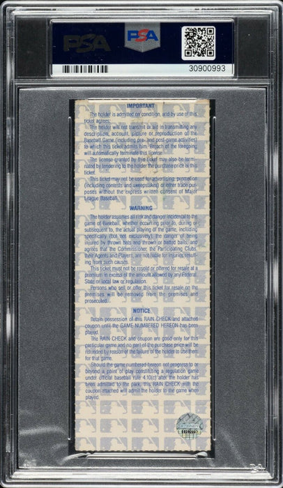 Historic Mollie Wilson & Bill Buckner Signed 1986 World Series Game 6 Ticket PSA