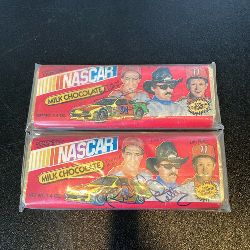 Lot Of (2) Richard Petty Signed Vintage 1980's Chocolate Bars NASCAR