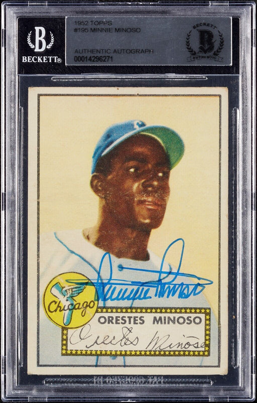 Minnie Minoso Signed 1952 Topps RC #195 BGS Beckett Certified Auto Hall Of Fame