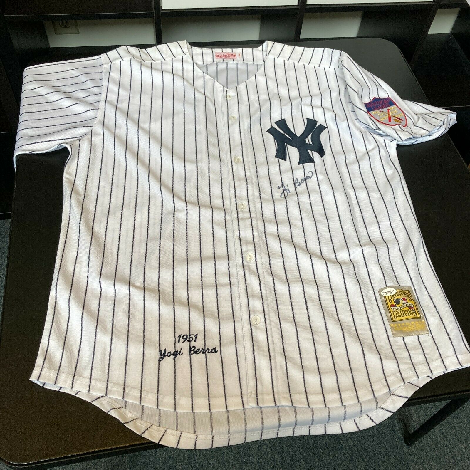 Yogi Berra Signed New York Yankees Mitchell & Ness Authentic