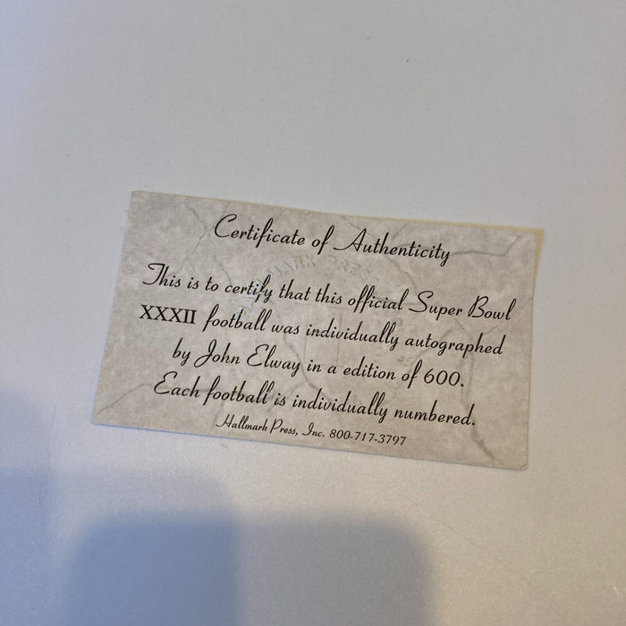 John Elway Signed Wilson NFL Super Bowl XXXII Game Football Beckett Hologram