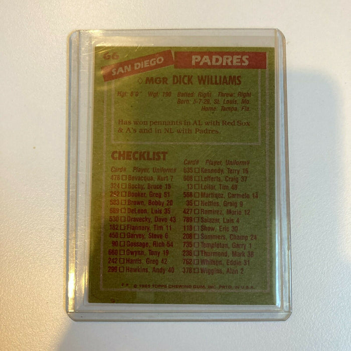 1985 Topps Dick Williams Signed Autographed Baseball Card