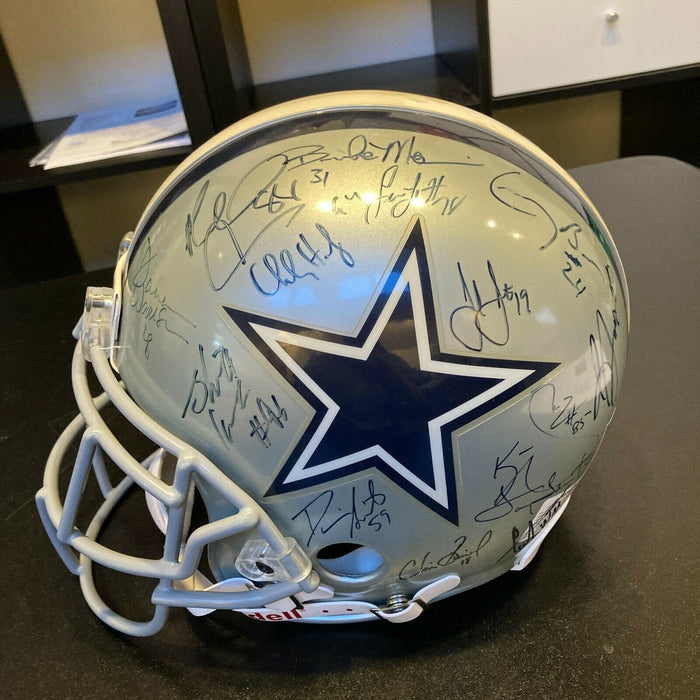 1996 Dallas Cowboys Super Bowl Champs Team Signed Game Model Helmet Beckett COA