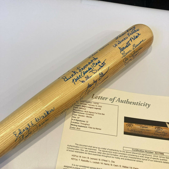 Negro League Legends Multi Signed Baseball Bat With JSA COA