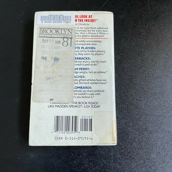 John Madden Signed Autographed Football Book