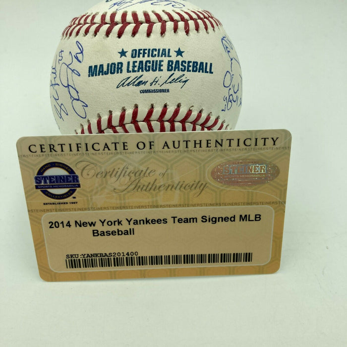 2014 New York Yankees Team Signed Baseball Derek Jeter Ichiro Suzuki Steiner COA