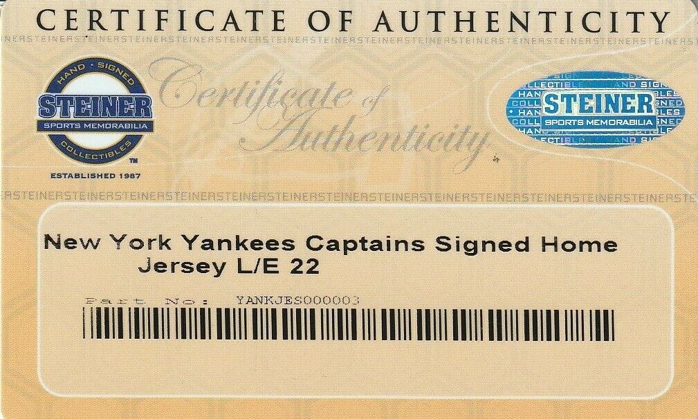 Beautiful Derek Jeter Don Mattingly Yankees Captains (5) Signed Jersey Steiner
