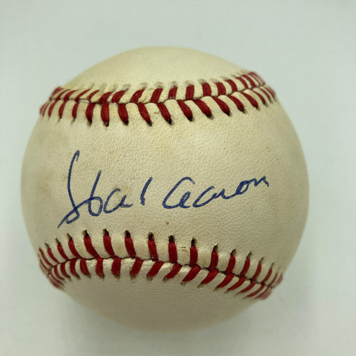 Hank Aaron Signed Official National League Baseball PSA DNA COA