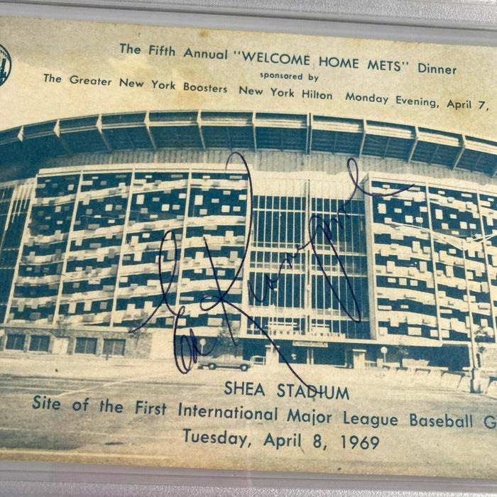 Ed Kranepool Signed 1969 New York Mets Shea Stadium Postcard PSA DNA RARE