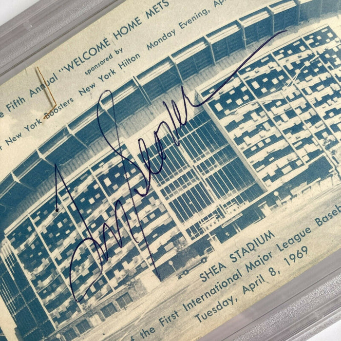 Tom Seaver Signed 1969 New York Mets Shea Stadium Postcard PSA DNA RARE