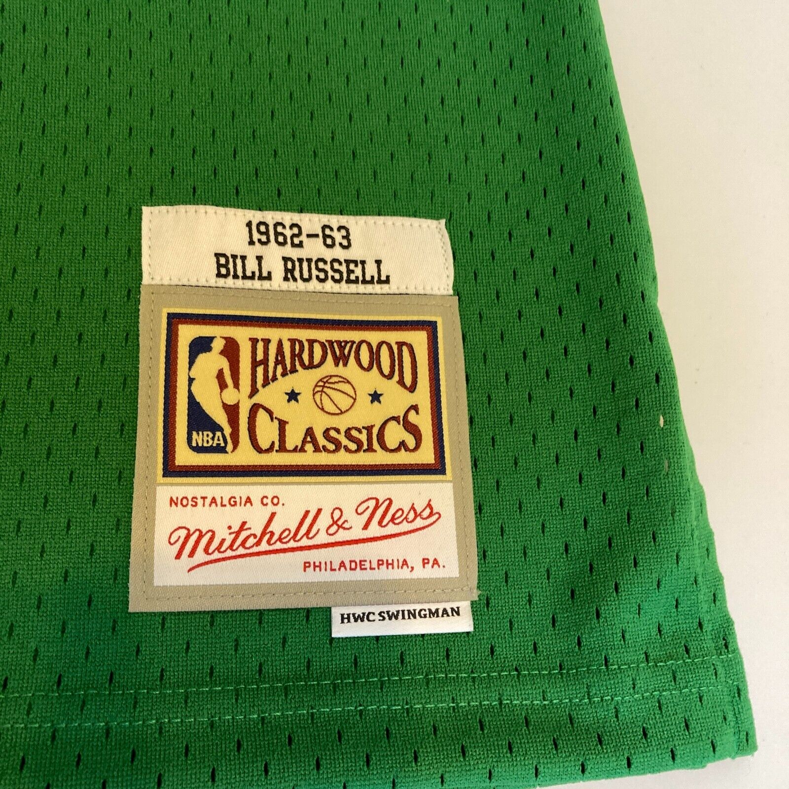 Vtg Boston Celtics Bill Russell 1962-63 Throwback Jersey size L Unseen