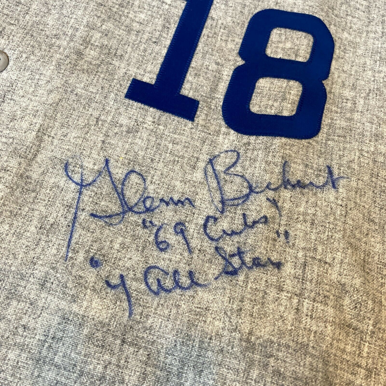 Wrigley Field 100th Birthday Celebration - Pre-game Team Takes the Field  Ceremony - Glenn Beckert Worn 1969 Throwback Jersey - Autographed - Cubs  vs. Diamondbacks - 4/23/14 - HZ144580