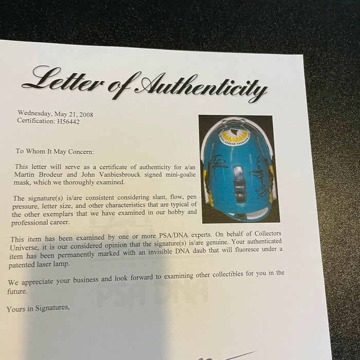 Martin Brodeur & John Vanbiesbrouck Signed NHL All Star Game Mini Helmet PSA DNA