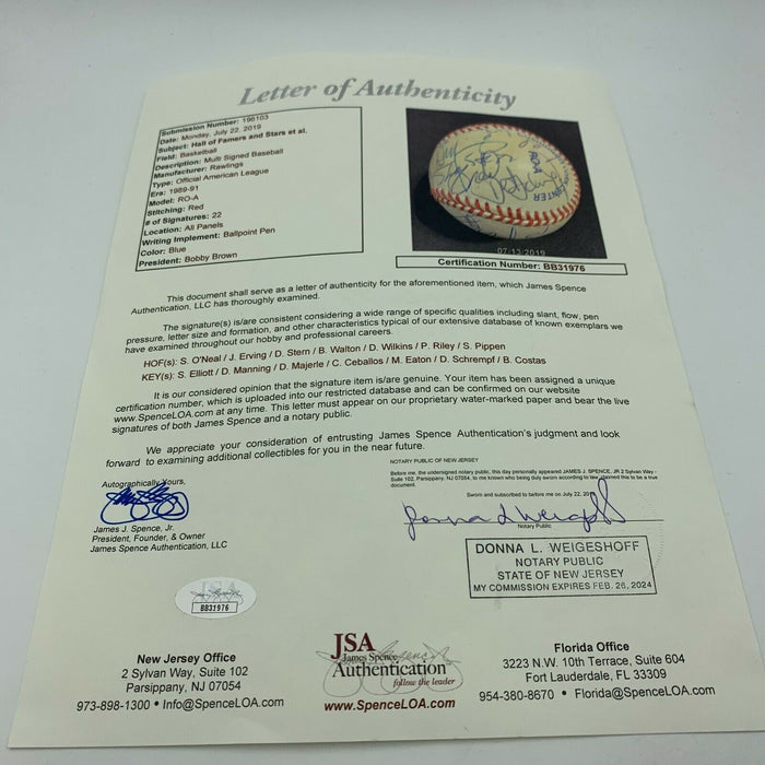 Shaquille O'Neal Julius Erving Scottie Pippen NBA Legends Signed Baseball JSA