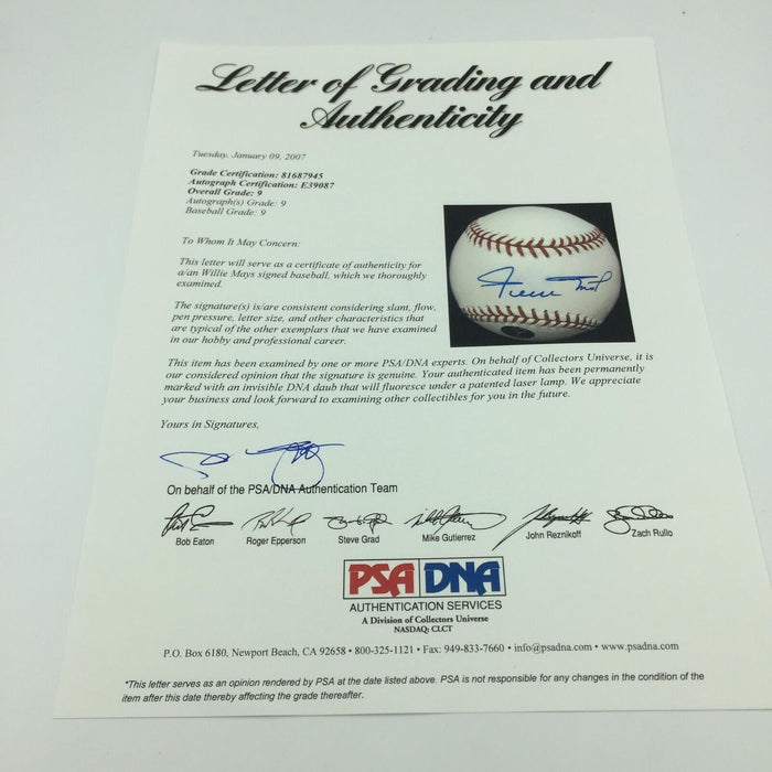 Willie Mays Signed Autographed Major League Baseball PSA DNA COA GRADED MINT 9